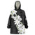 Ia Orana Tahiti Tiare Wearable Blanket Hoodie Black Lei - Polynesian Pride