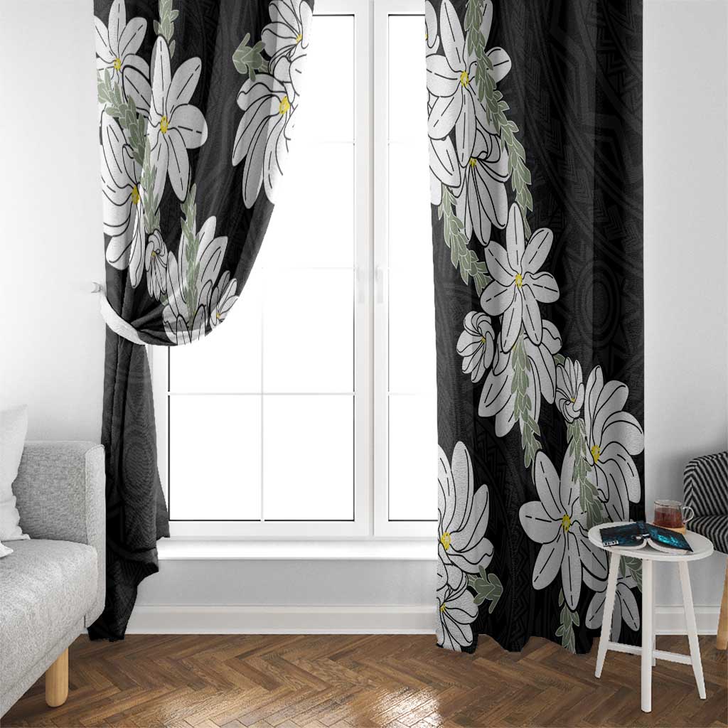 Ia Orana Tahiti Tiare Window Curtain Black Lei LT7 - Polynesian Pride