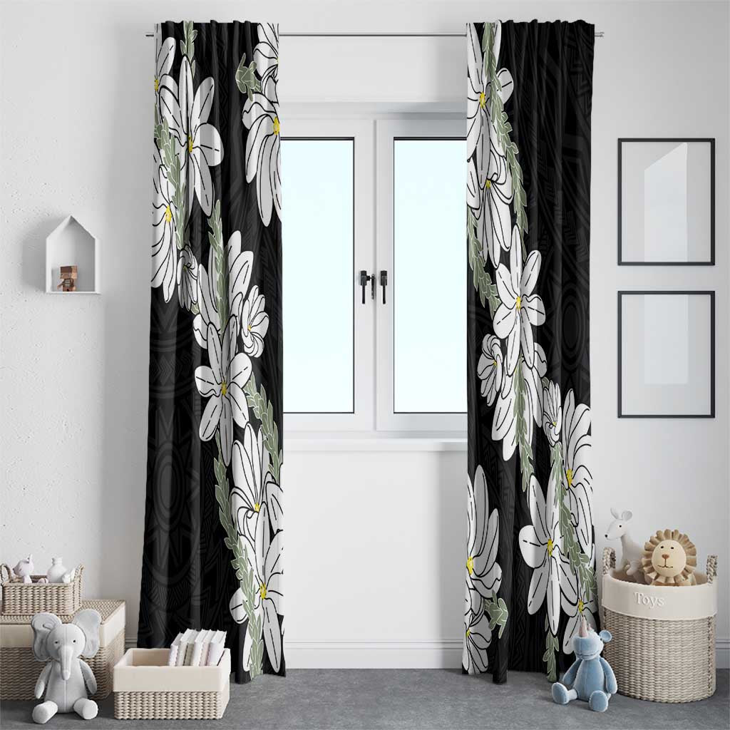 Ia Orana Tahiti Tiare Window Curtain Black Lei LT7 - Polynesian Pride