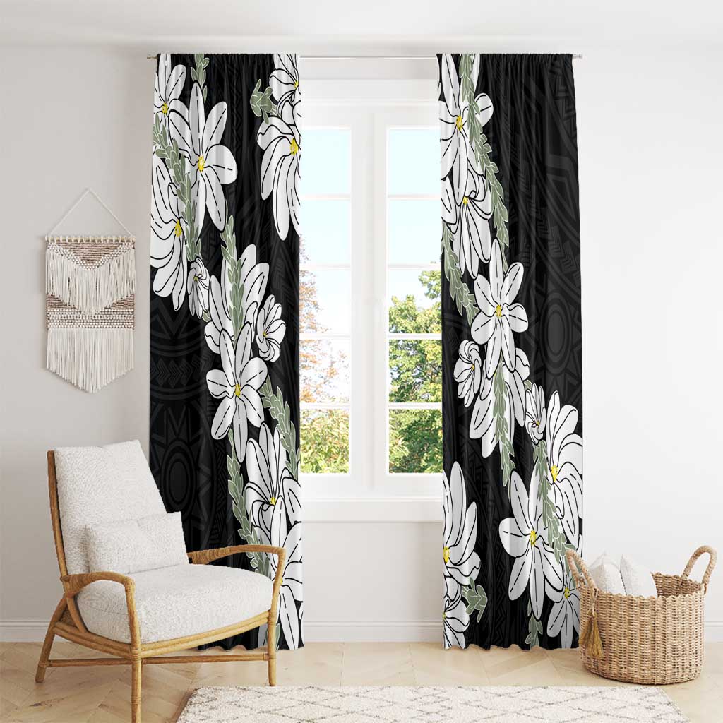 Ia Orana Tahiti Tiare Window Curtain Black Lei LT7 - Polynesian Pride