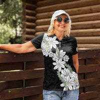 Ia Orana Tahiti Tiare Women Polo Shirt Black Lei - Polynesian Pride