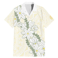 Ia Orana Tahiti Tiare Family Matching Mermaid Dress and Hawaiian Shirt Lemon Yellow Lei LT7 Dad's Shirt - Short Sleeve Lemon - Polynesian Pride