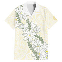 Ia Orana Tahiti Tiare Family Matching Short Sleeve Bodycon Dress and Hawaiian Shirt Lemon Yellow Lei LT7 Dad's Shirt - Short Sleeve Lemon - Polynesian Pride