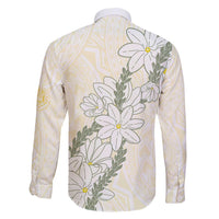 Ia Orana Tahiti Tiare Family Matching Short Sleeve Bodycon Dress and Hawaiian Shirt Lemon Yellow Lei LT7 - Polynesian Pride