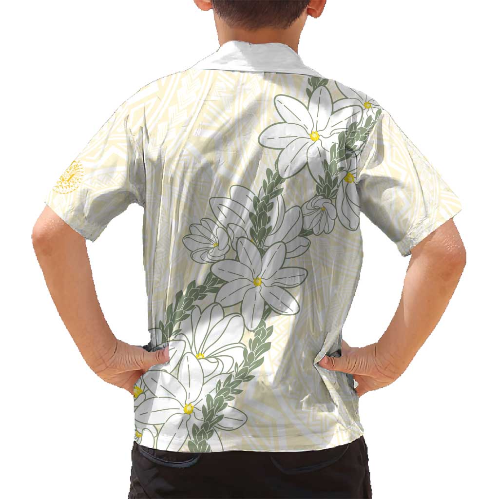 Ia Orana Tahiti Tiare Family Matching Tank Maxi Dress and Hawaiian Shirt Lemon Yellow Lei LT7 - Polynesian Pride