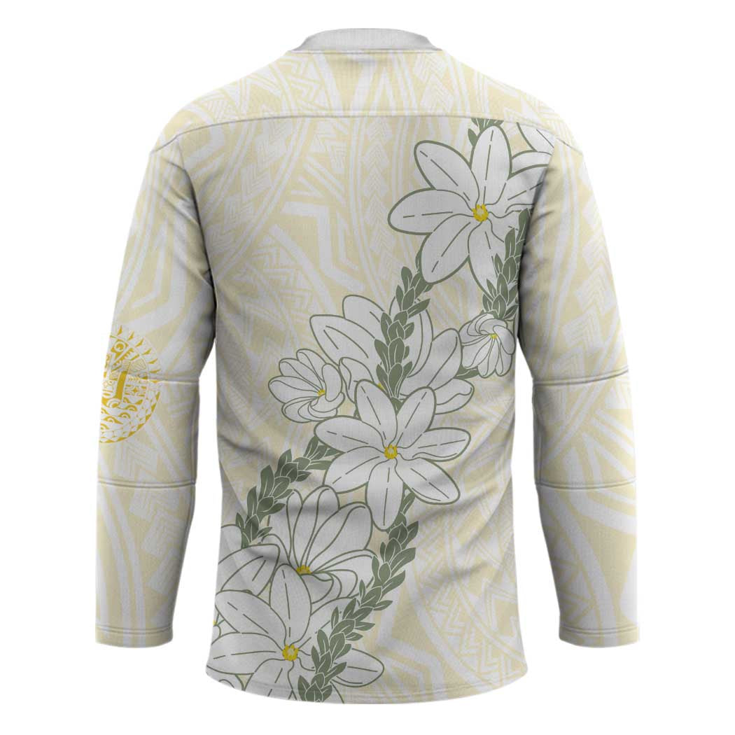 Ia Orana Tahiti Tiare Hockey Jersey Lemon Yellow Lei - Polynesian Pride