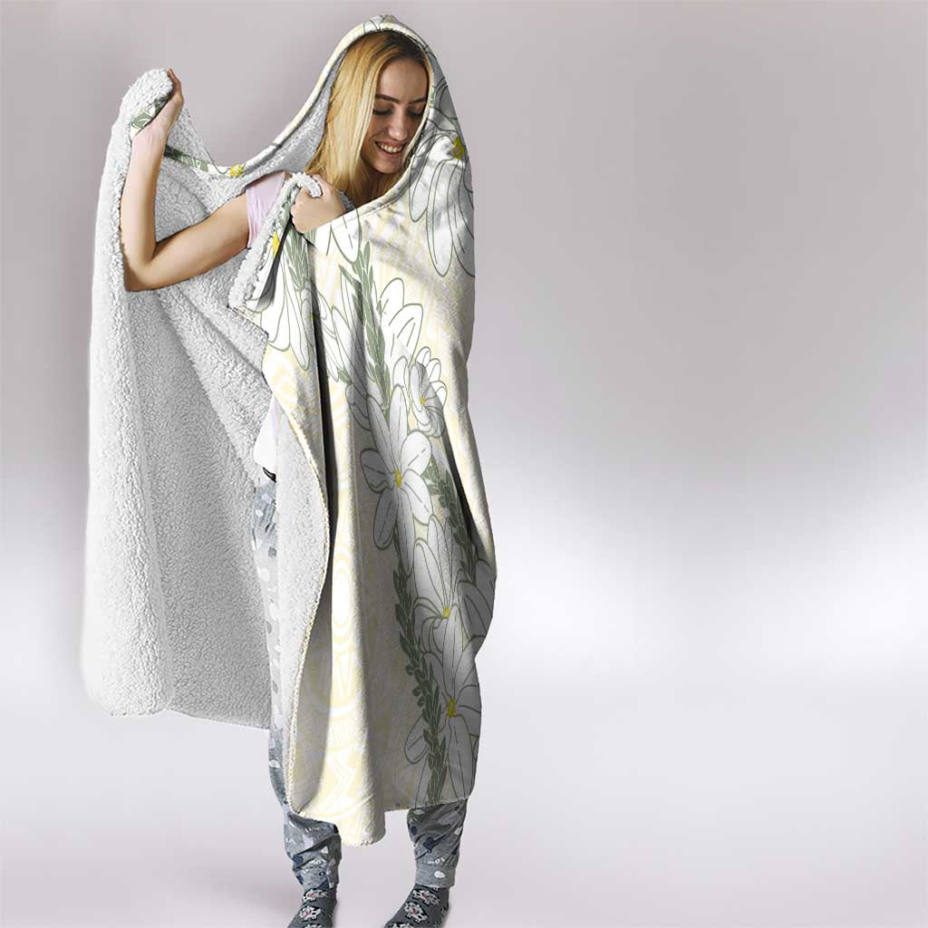 Ia Orana Tahiti Tiare Hooded Blanket Lemon Yellow Lei - Polynesian Pride