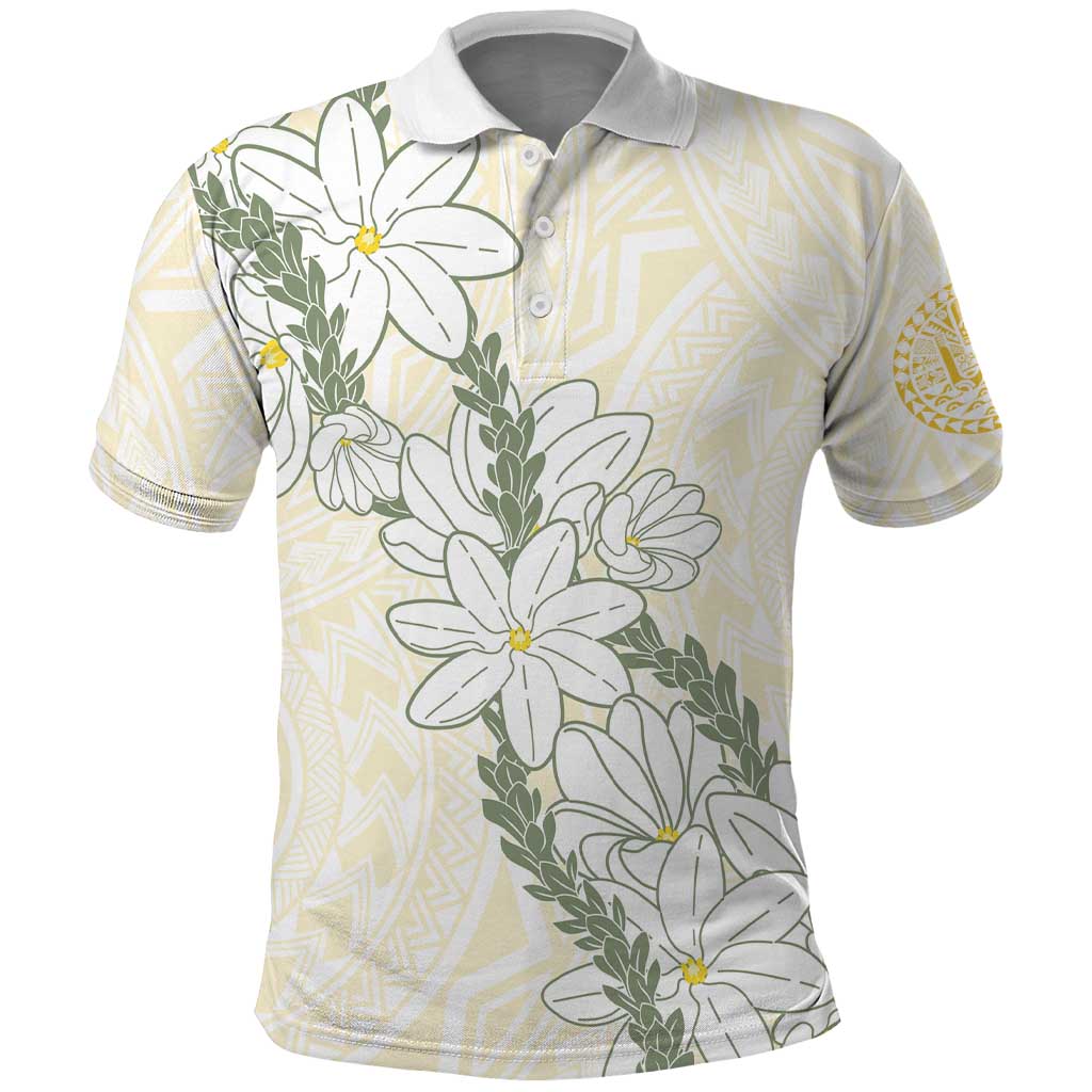 Ia Orana Tahiti Tiare Polo Shirt Lemon Yellow Lei - Polynesian Pride