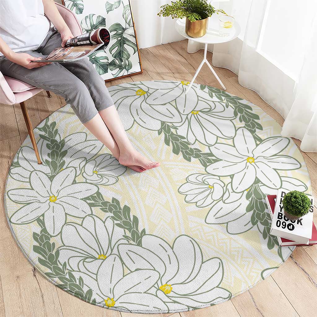Ia Orana Tahiti Tiare Round Carpet Lemon Yellow Lei LT7 - Polynesian Pride