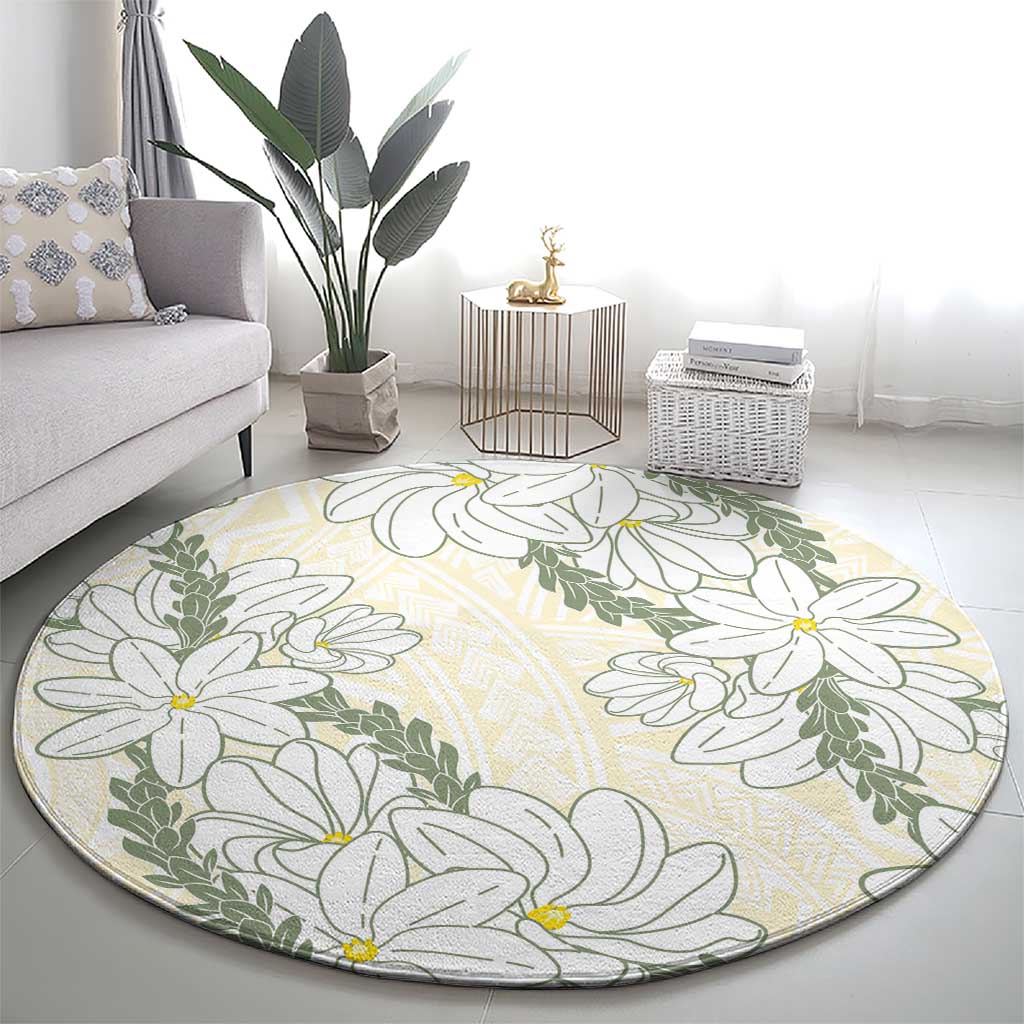 Ia Orana Tahiti Tiare Round Carpet Lemon Yellow Lei LT7 - Polynesian Pride