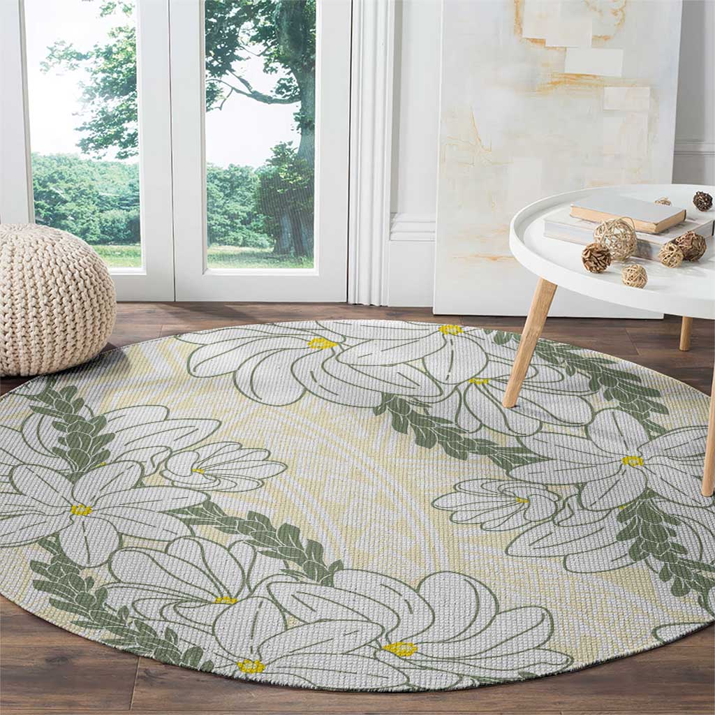 Ia Orana Tahiti Tiare Round Carpet Lemon Yellow Lei LT7 - Polynesian Pride