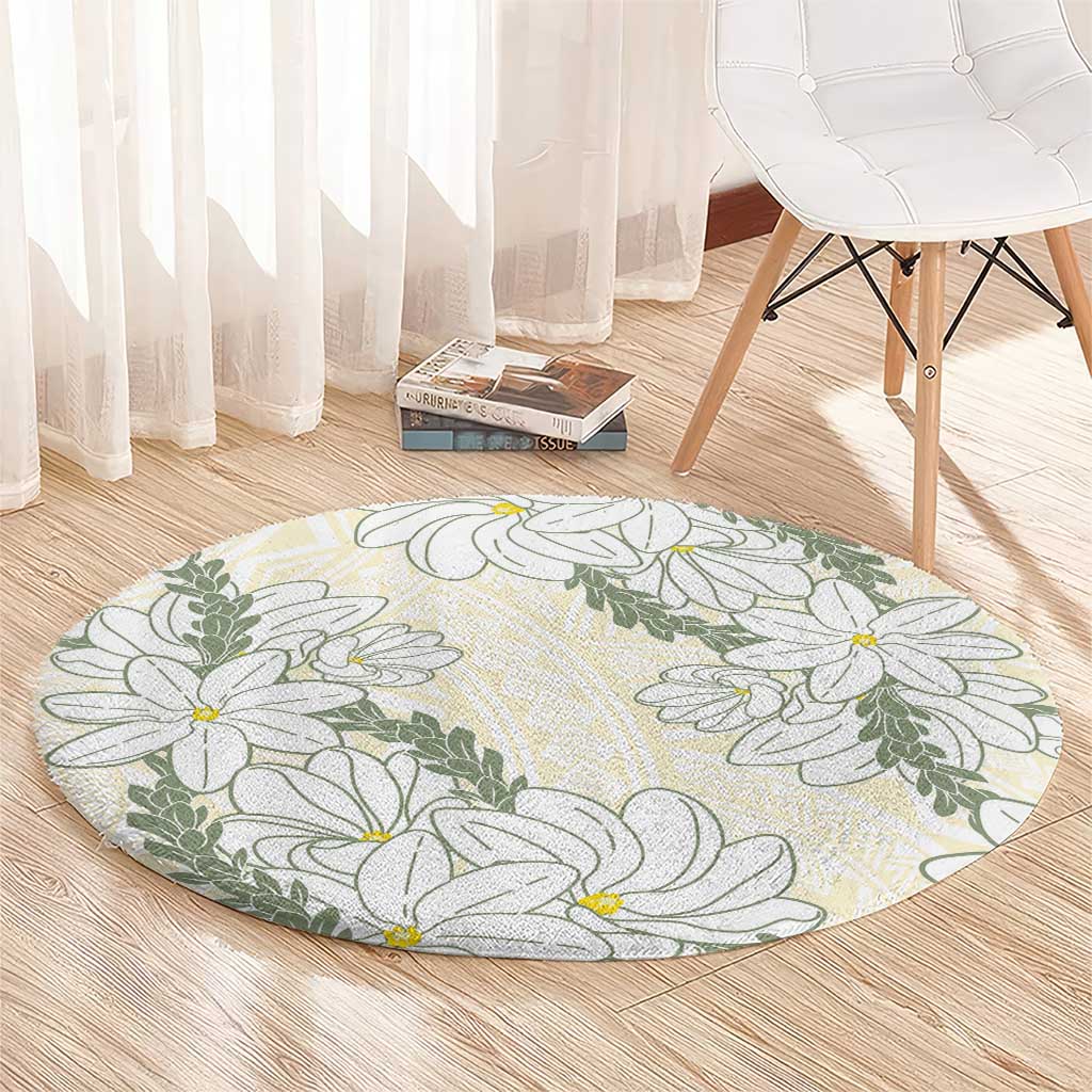 Ia Orana Tahiti Tiare Round Carpet Lemon Yellow Lei LT7 - Polynesian Pride