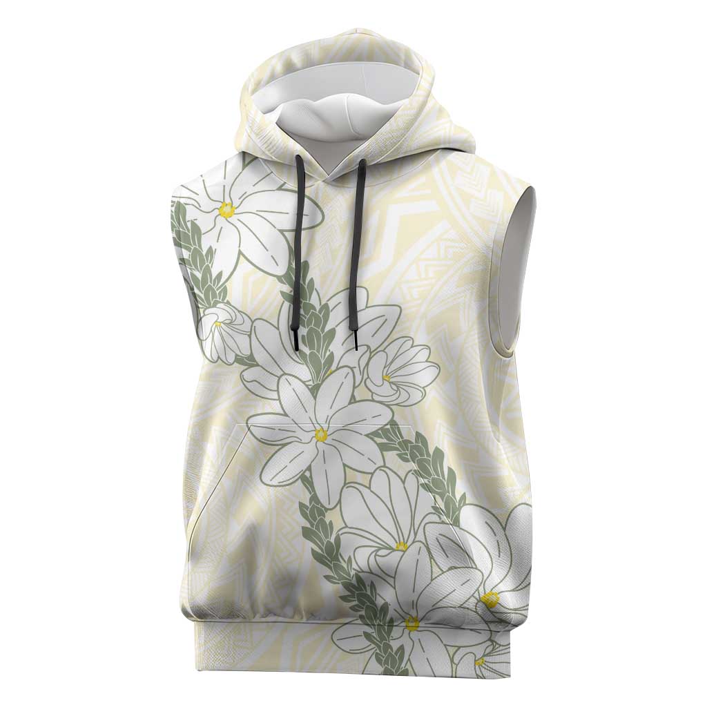 Ia Orana Tahiti Tiare Sleeveless Hoodie Lemon Yellow Lei - Polynesian Pride