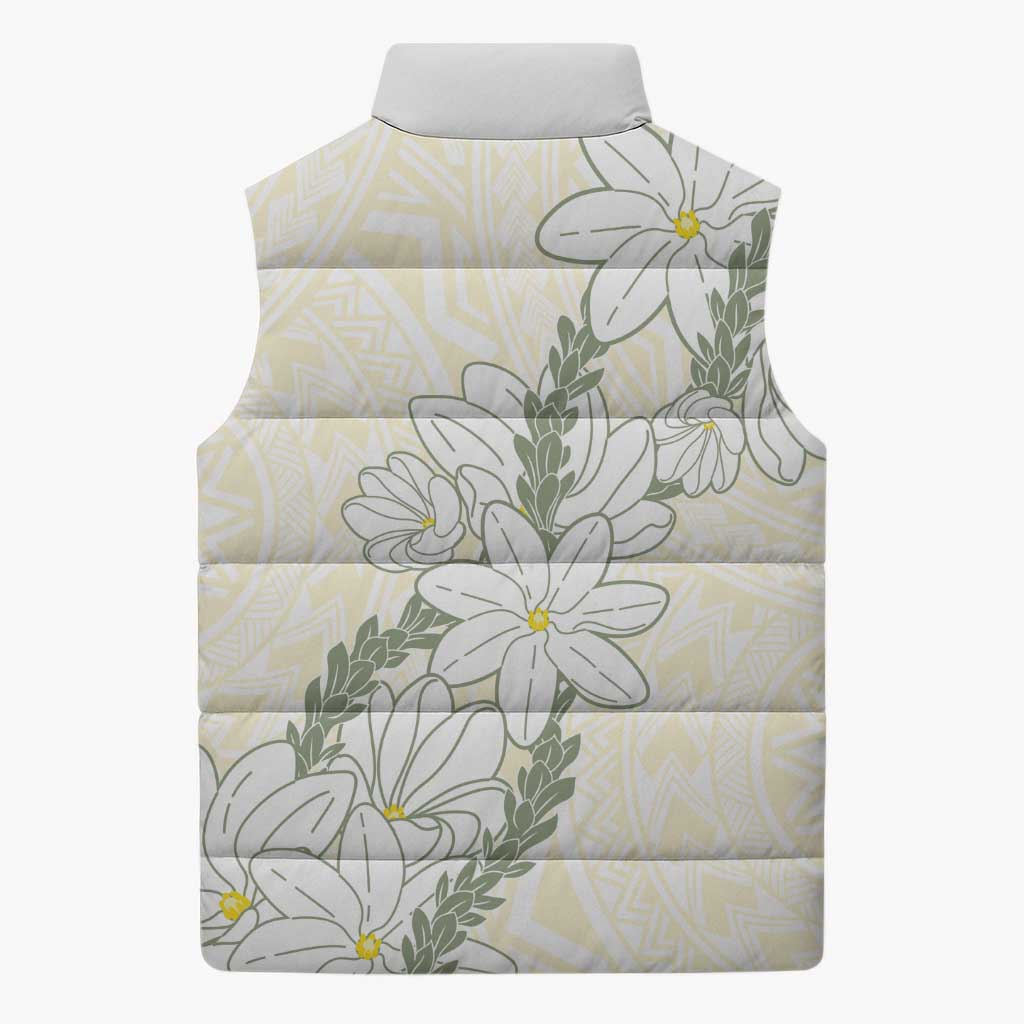 Ia Orana Tahiti Tiare Sleeveless Puffer Jacket Lemon Yellow Lei - Polynesian Pride