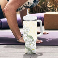 Ia Orana Tahiti Tiare Tumbler With Handle Lemon Yellow Lei - Polynesian Pride