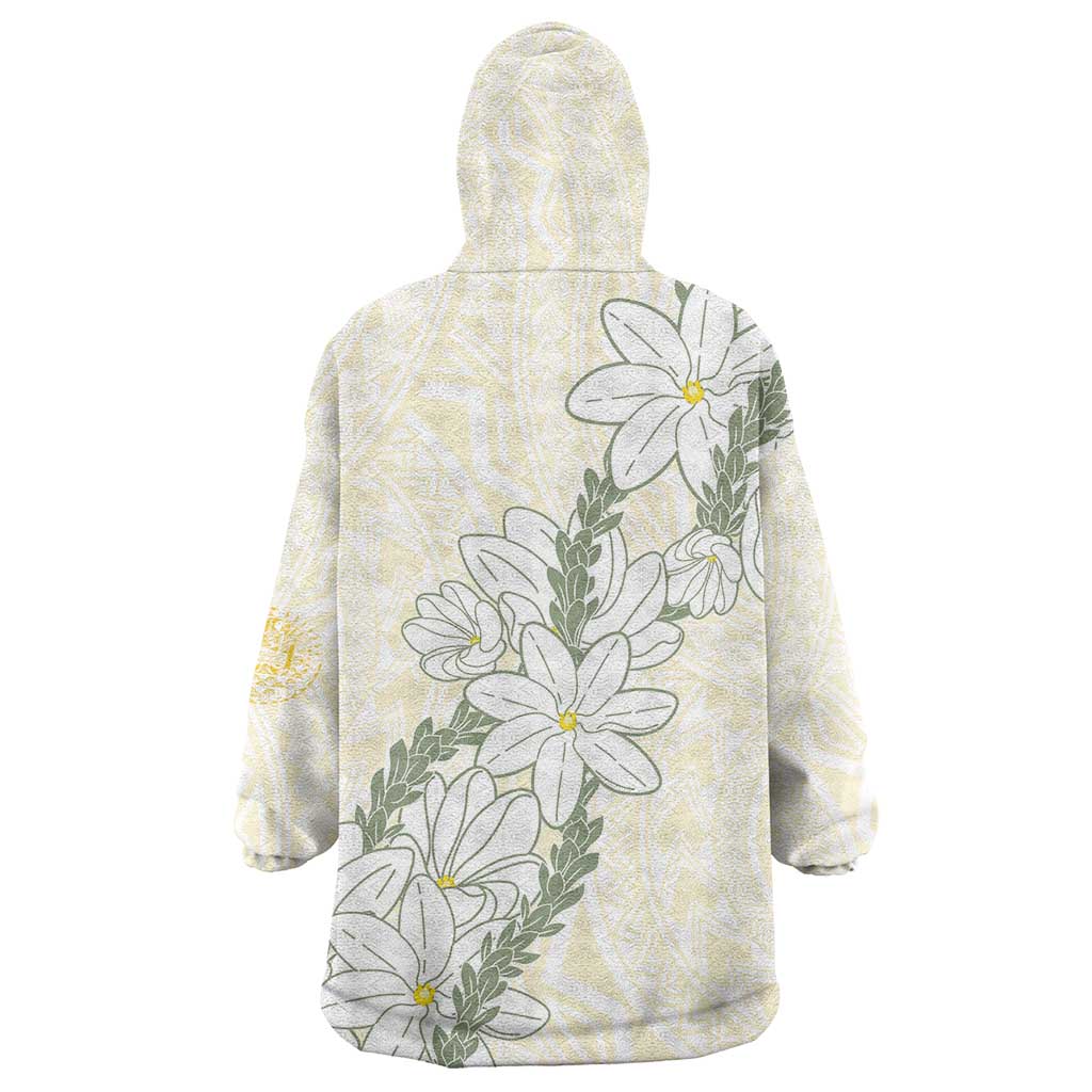 Ia Orana Tahiti Tiare Wearable Blanket Hoodie Lemon Yellow Lei LT7 - Polynesian Pride