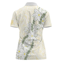 Ia Orana Tahiti Tiare Women Polo Shirt Lemon Yellow Lei - Polynesian Pride