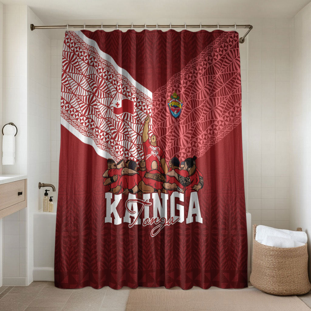 Mate Ma'a Tonga Ngatu Bathroom Set Kainga - Sipi Tau LT7 Shower Curtain Only Red - Polynesian Pride
