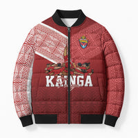 Mate Ma'a Tonga Custom Ngatu Bomber Puffer Jacket Kainga - Sipi Tau LT7 Unisex Red - Polynesian Pride