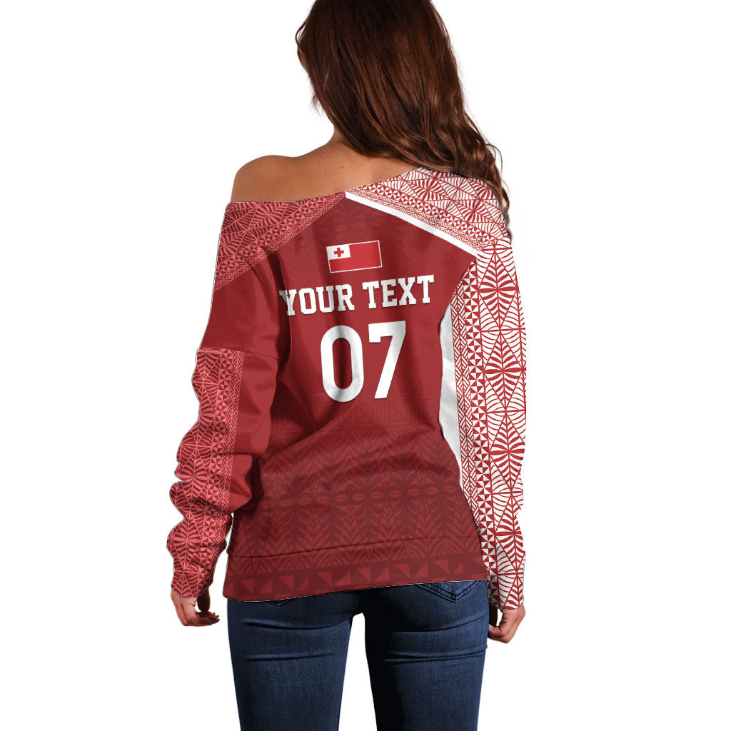 Mate Ma'a Tonga Custom Ngatu Off Shoulder Sweater Kainga - Sipi Tau LT7 - Polynesian Pride