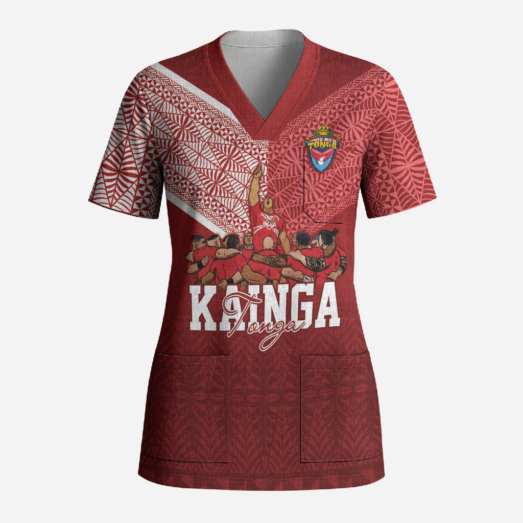 Mate Ma'a Tonga Custom Ngatu Scrub Top Kainga - Sipi Tau