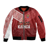 Mate Ma'a Tonga Custom Ngatu Sleeve Zip Bomber Jacket Kainga - Sipi Tau