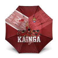 Mate Ma'a Tonga Ngatu Umbrella Kainga - Sipi Tau LT7 One Size Folded 11.42 inch Opened Diameter 37.4 inch Red - Polynesian Pride