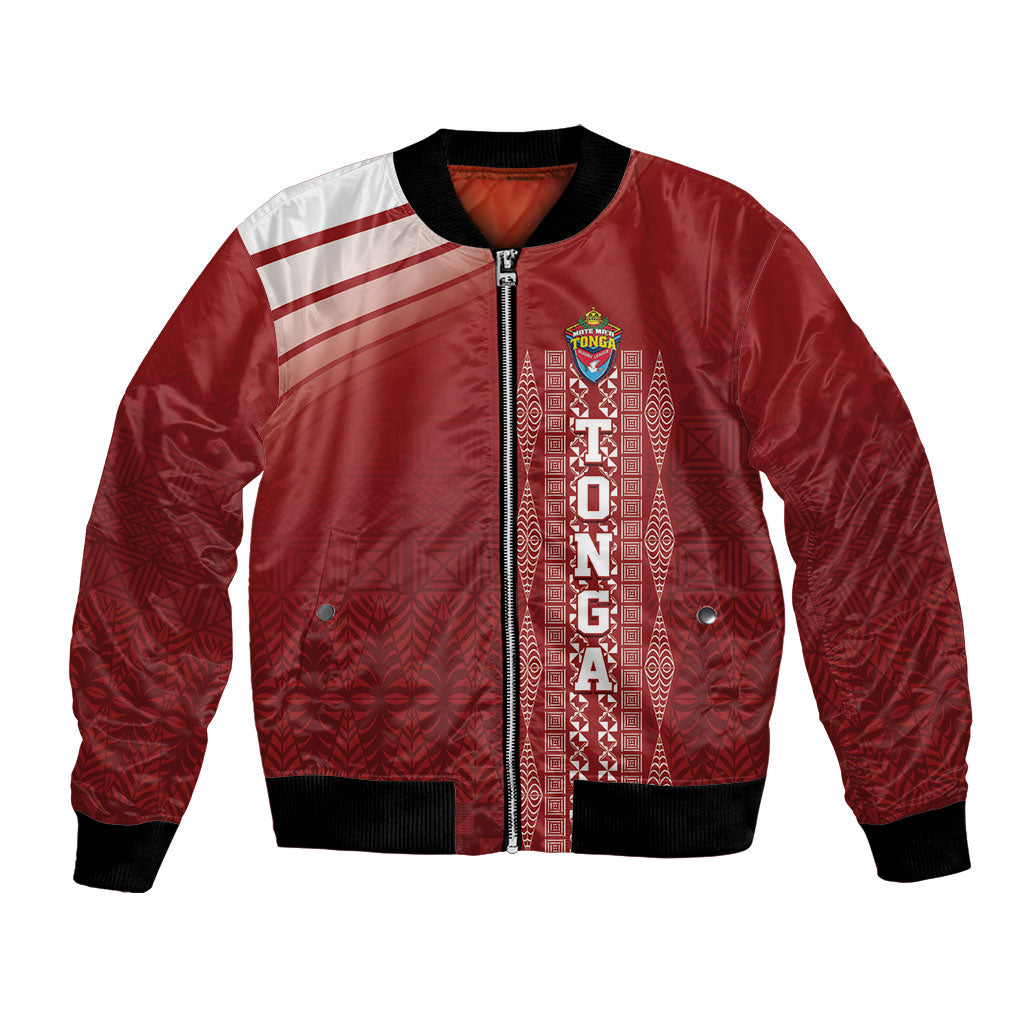 Mate Ma'a Tonga Custom Bomber Jacket Basic Ngatu Kupesi Motif