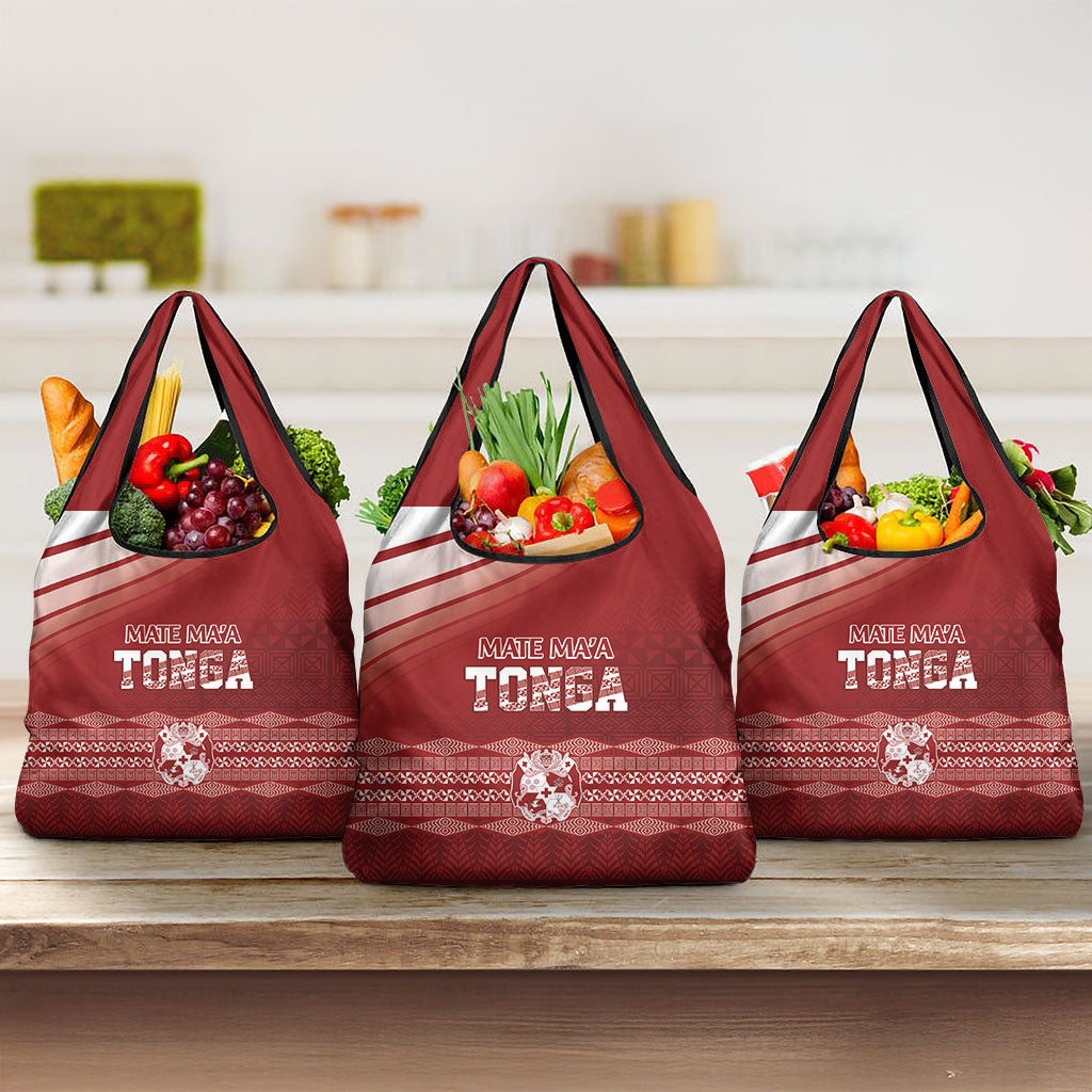 Mate Ma'a Tonga Grocery Bag Basic Ngatu Kupesi Motif