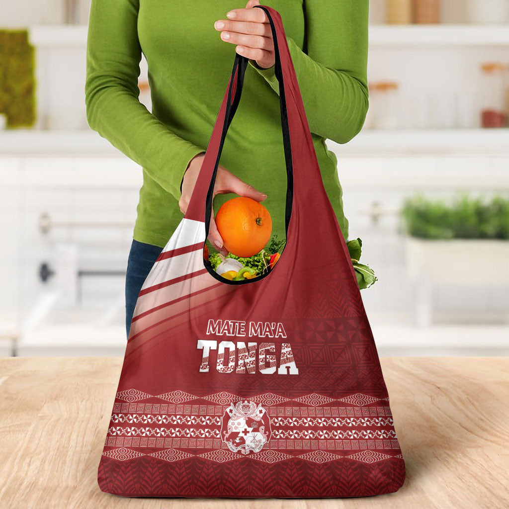 Mate Ma'a Tonga Grocery Bag Basic Ngatu Kupesi Motif