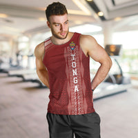 Mate Ma'a Tonga Custom Men Tank Top Basic Ngatu Kupesi Motif LT7 Red - Polynesian Pride
