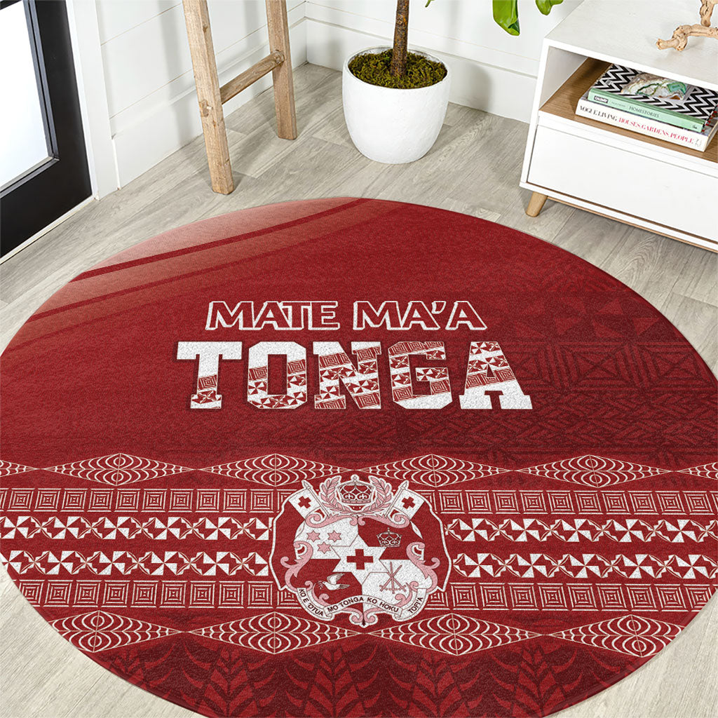 Mate Ma'a Tonga Round Carpet Basic Ngatu Kupesi Motif