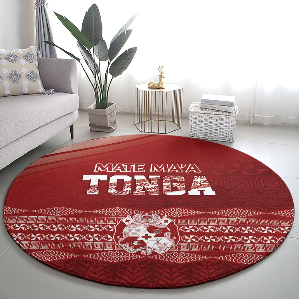 Mate Ma'a Tonga Round Carpet Basic Ngatu Kupesi Motif