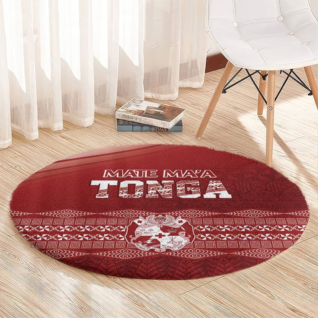 Mate Ma'a Tonga Round Carpet Basic Ngatu Kupesi Motif