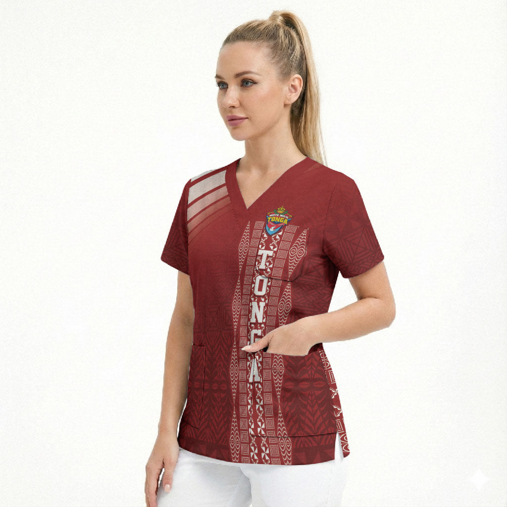 Mate Ma'a Tonga Custom Scrub Top Basic Ngatu Kupesi Motif
