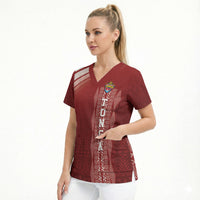 Mate Ma'a Tonga Custom Scrub Top Basic Ngatu Kupesi Motif