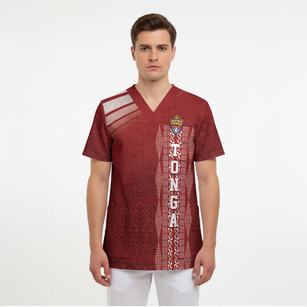 Mate Ma'a Tonga Custom Scrub Top Basic Ngatu Kupesi Motif