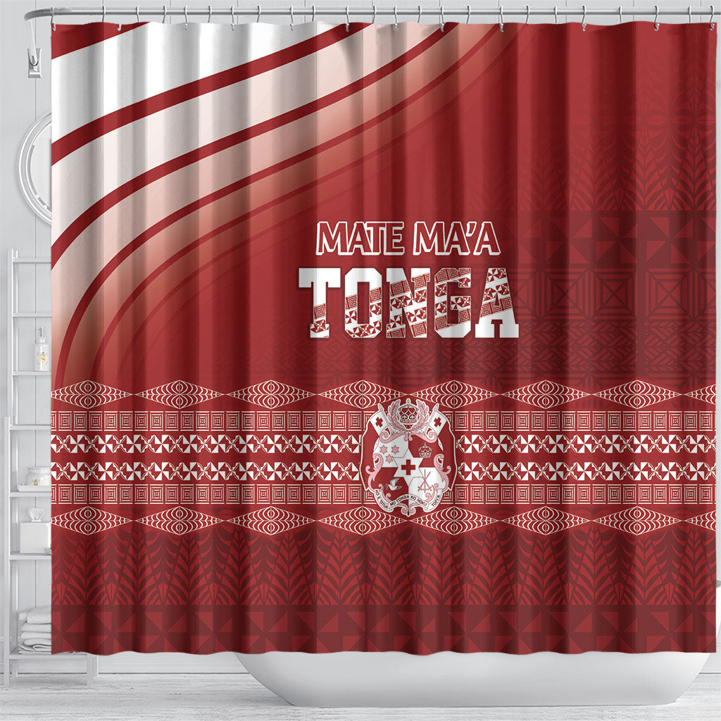 Mate Ma'a Tonga Shower Curtain Basic Ngatu Kupesi Motif