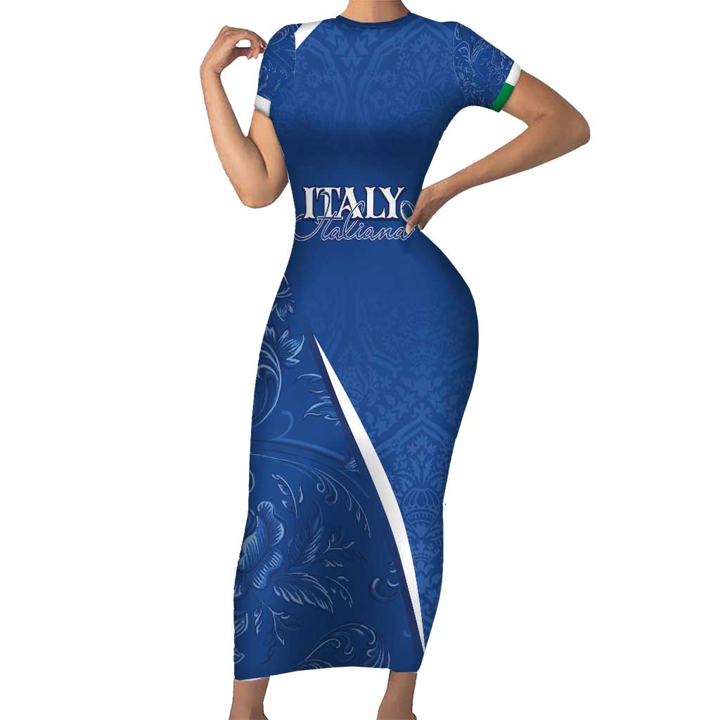 Italy Rugby Personalized Short Sleeve Bodycon Dress Azzurro Savoia - Renaissance Inspired