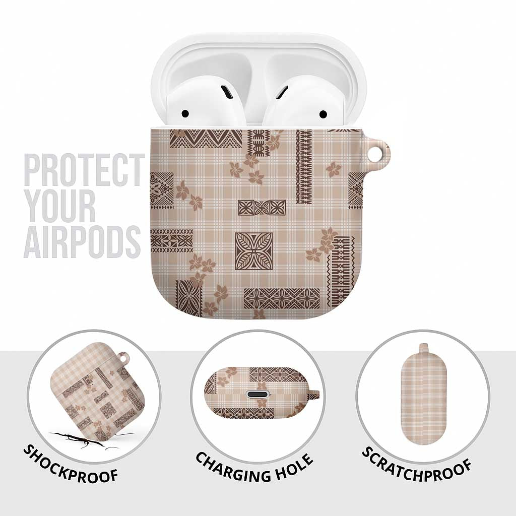 Hawaiian Quilt Tapa On Beige Palaka Motifs AirPods Case