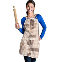 Hawaiian Quilt Tapa On Beige Palaka Motifs Apron