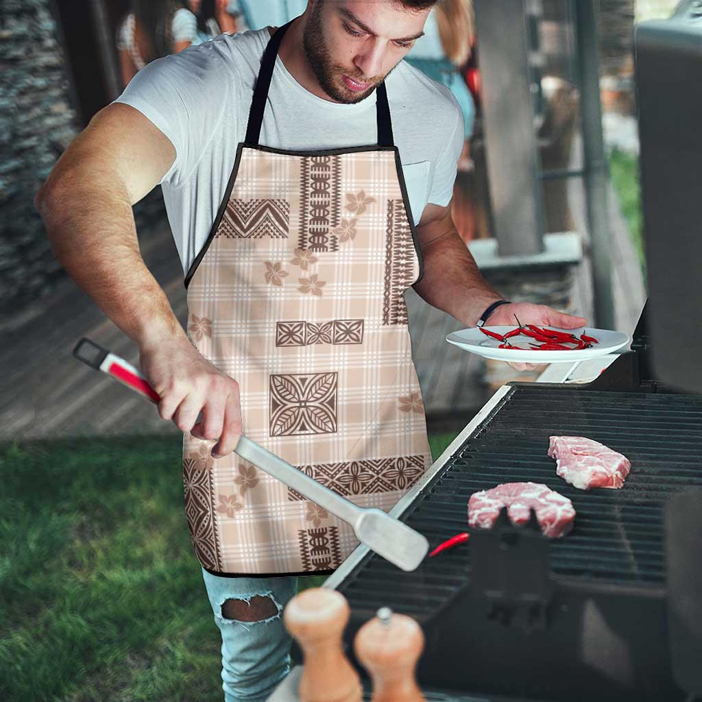 Hawaiian Quilt Tapa On Beige Palaka Motifs Apron