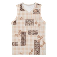Hawaiian Quilt Tapa On Beige Palaka Motifs Basketball Jersey