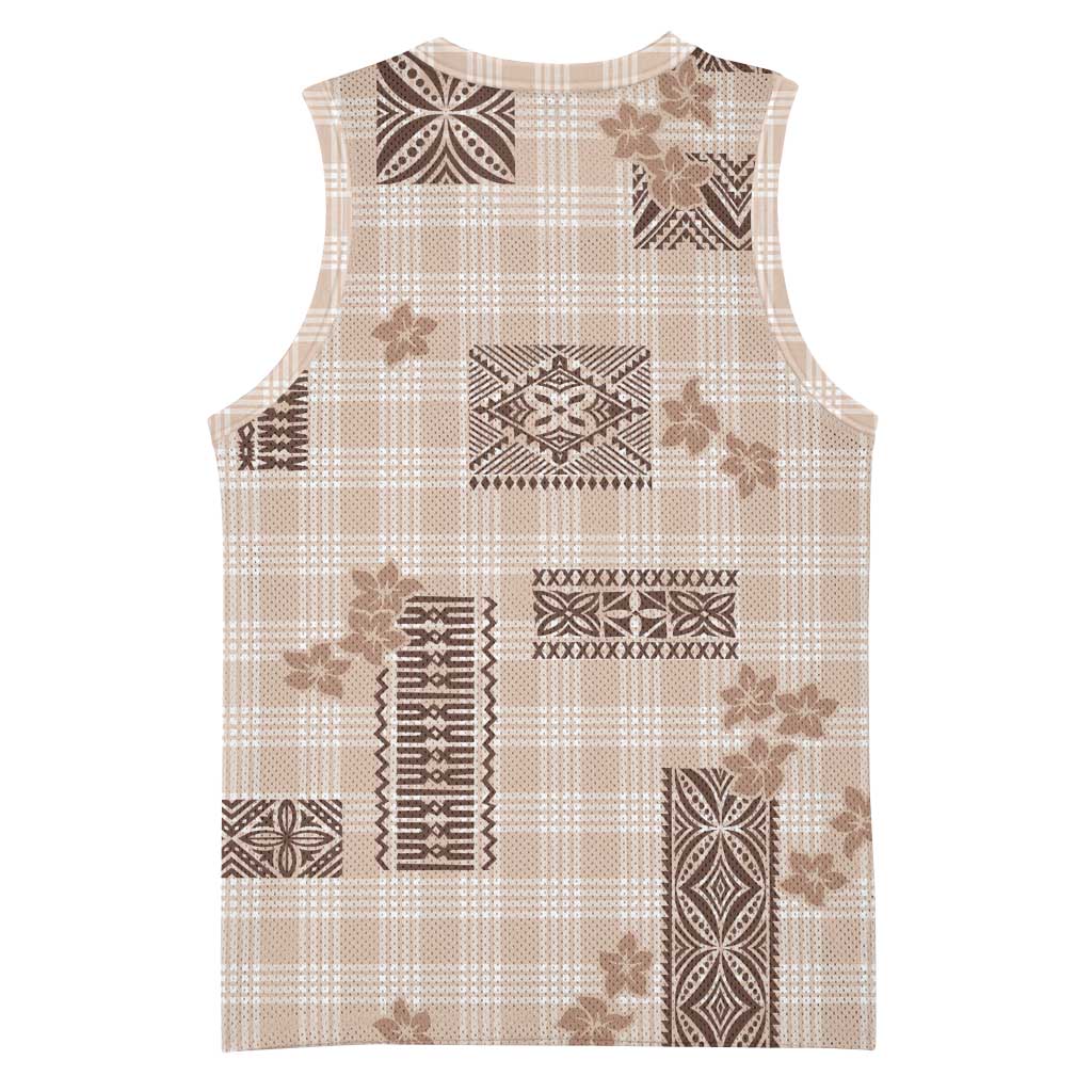 Hawaiian Quilt Tapa On Beige Palaka Motifs Basketball Jersey