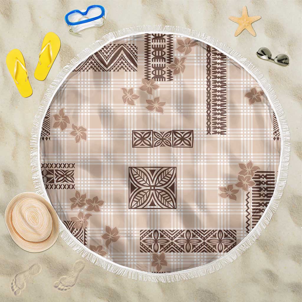 Hawaiian Quilt Tapa On Beige Palaka Motifs Beach Blanket