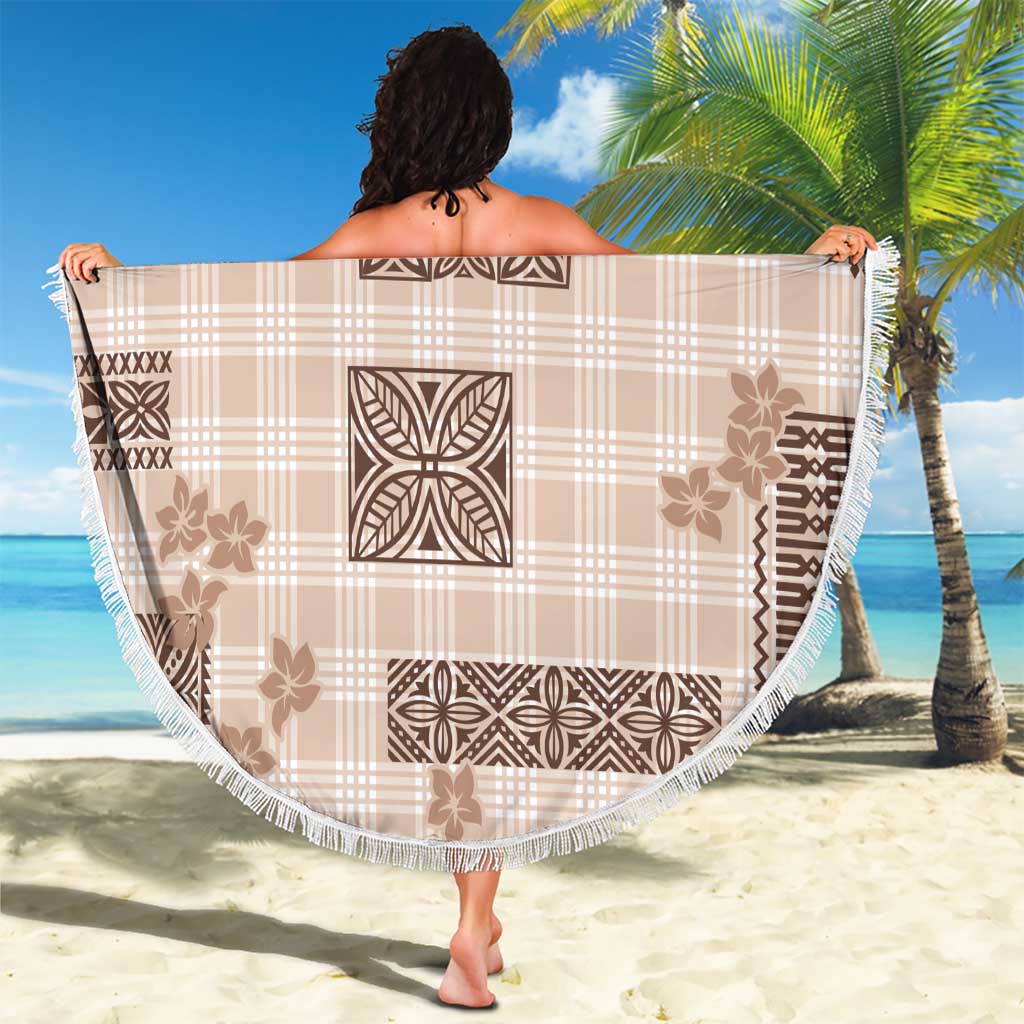 Hawaiian Quilt Tapa On Beige Palaka Motifs Beach Blanket