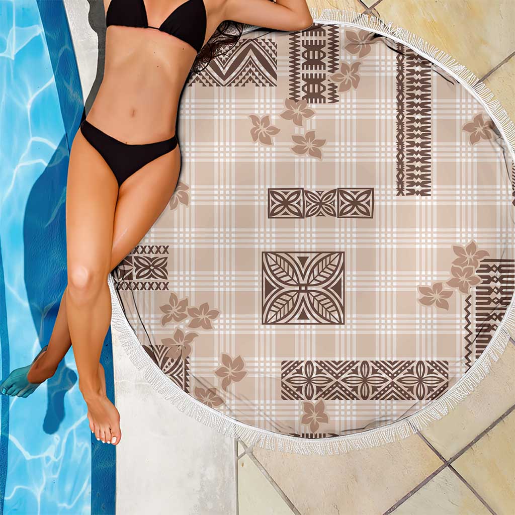 Hawaiian Quilt Tapa On Beige Palaka Motifs Beach Blanket