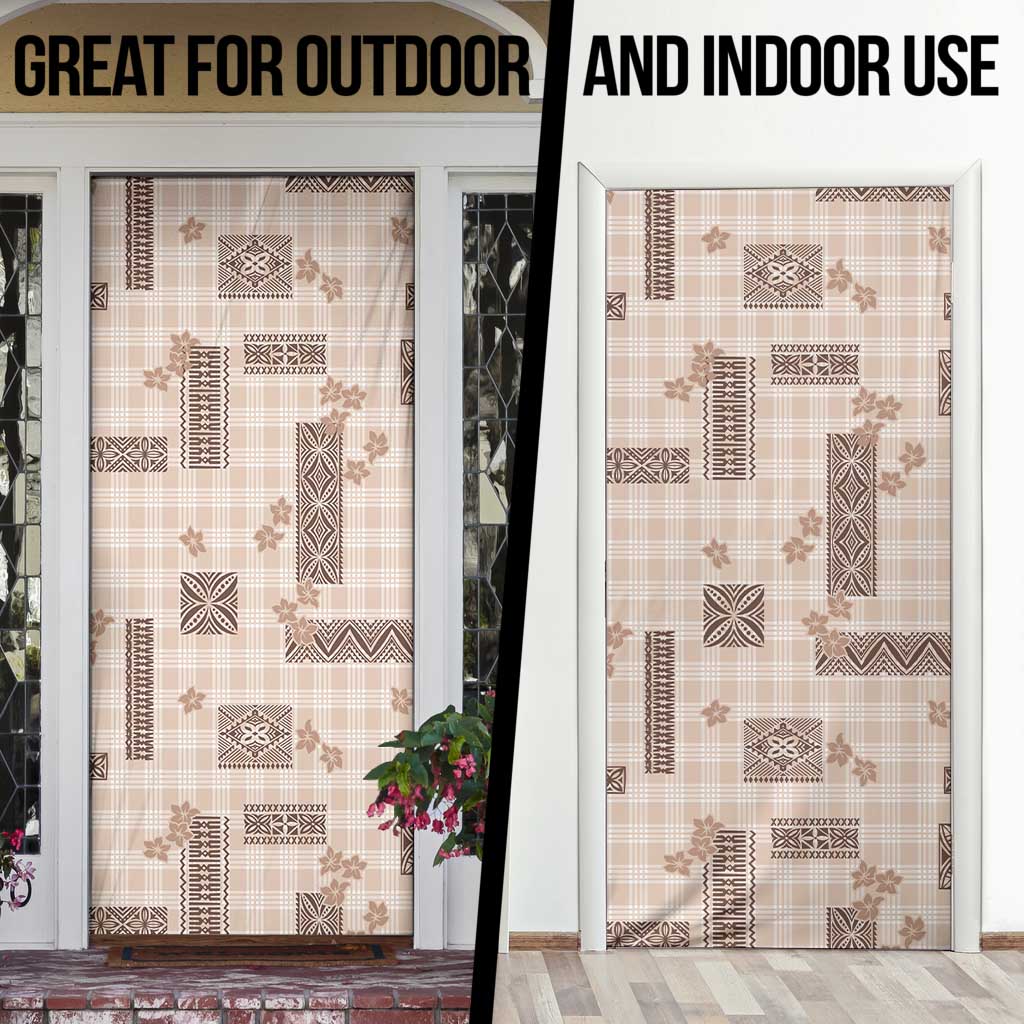 Hawaiian Quilt Tapa On Beige Palaka Motifs Door Cover
