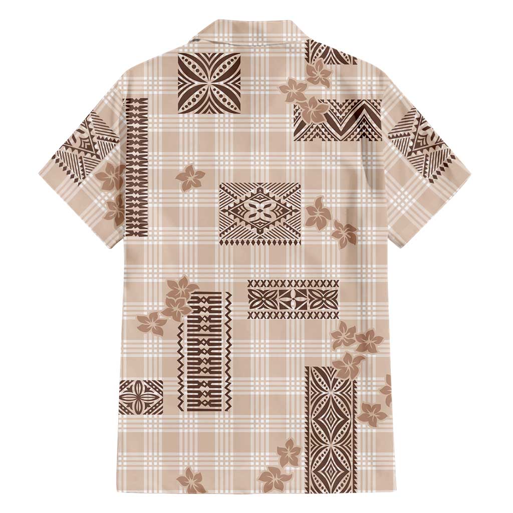 Hawaiian Quilt Tapa On Beige Palaka Motifs Family Matching Mermaid Dress and Hawaiian Shirt LT7 - Polynesian Pride