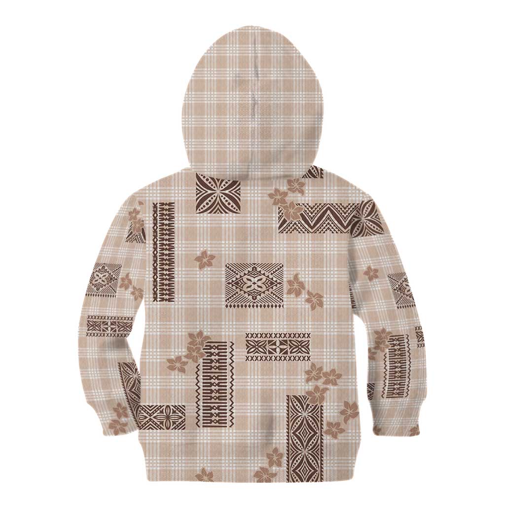 Hawaiian Quilt Tapa On Beige Palaka Motifs Kid Hoodie